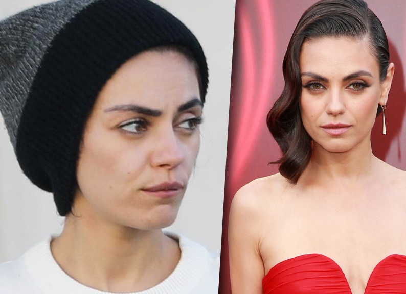 Без косметики и с убранными волосами похудевшая Мила Кунис похожа на мальчика-подростка